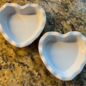 Set of two Emile Henry Red Heart-shaped mini pie dishes